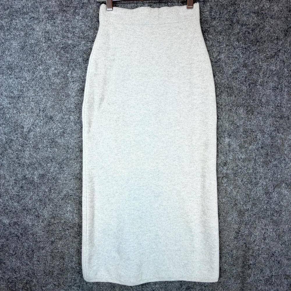 Babaton Knit Skirt Women 2XS Gray Knitted Merino Wool Capsule Office Chic Luxury
